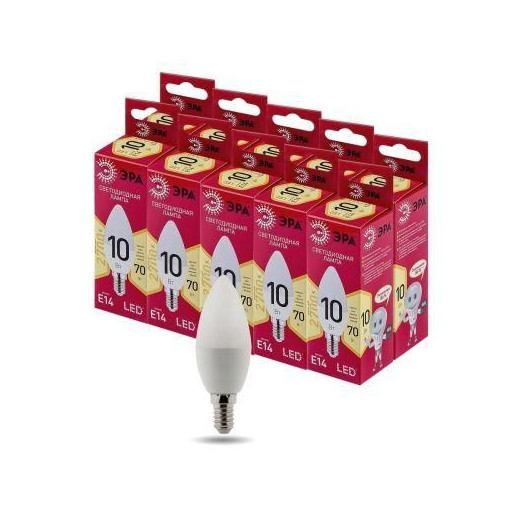 Лампа светодиодная RED LINE LED B35-10W-827-E14 R 10Вт B35 свеча 2700К тепл. бел. E14 Эра Б0049641