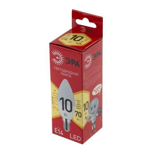 Лампа светодиодная RED LINE LED B35-10W-827-E14 R 10Вт B35 свеча 2700К тепл. бел. E14 Эра Б0049641
