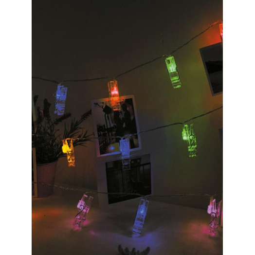 Гирлянда светодиодная со светодиодами-прищепками для фотографий 10LED мультиколор элементы питания 2хAA (не в компл.) КОСМОС KOCNL-EL169