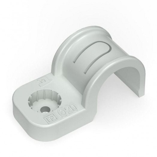 Крепеж-скоба пластиковая односторонняя для прямого монтажа d20мм сер. (уп.50шт) Промрукав PR13.0369