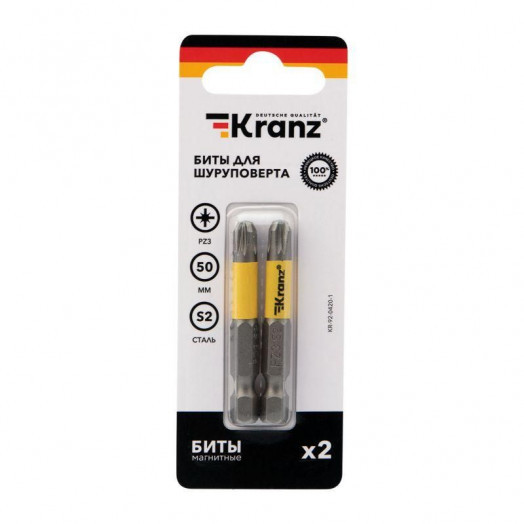 Бита для шуруповерта PZ3х50мм (уп.2шт) Kranz KR-92-0420-1