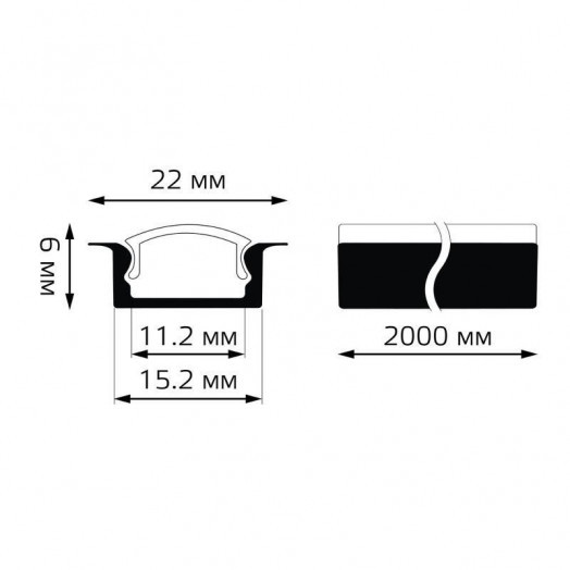 Профиль врезной для LED ленты гл.7мм 2м Gauss BT414