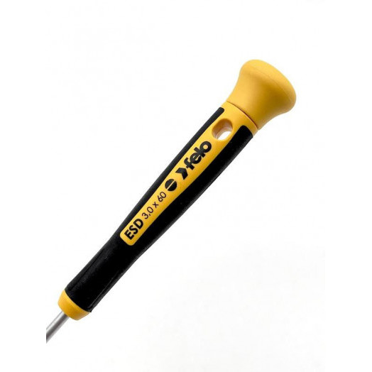 Отвертка шлицевая плоская для точных работ 3.0х0.5х60 ESD Safe с защитой от статического напряжения FELO 25003360