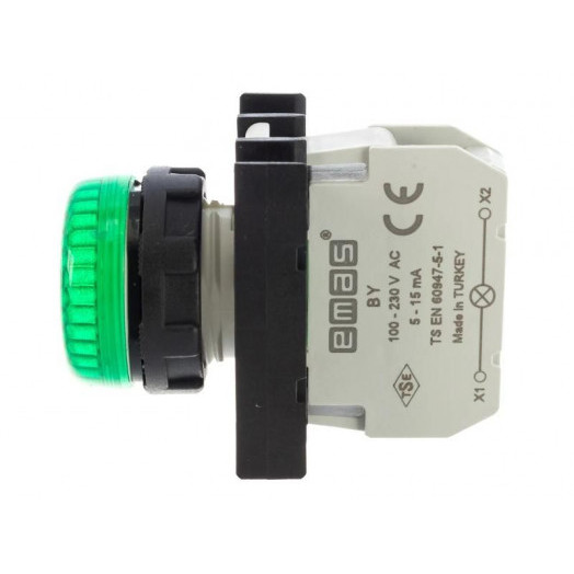 Арматура сигнальная со светодиодом 100-200В перем. тока зел. EMAS B0Y0XY