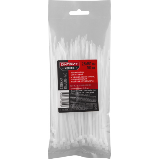 Хомут 90 294 OCT-025-150-100-WH (уп.100шт) ОНЛАЙТ 90294