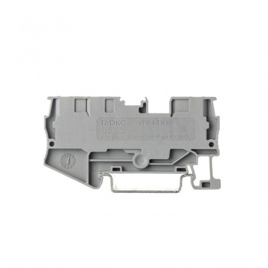 Клемма проходная зажим push-in 3 точки подключения 4кв.мм сер. DKC VPR-4-TWIN-GY