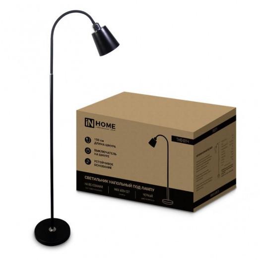 Светильник ТНО 01Ч 60Вт E27 230В торшер напольный под лампу на основании черн. IN HOME 4690612042657