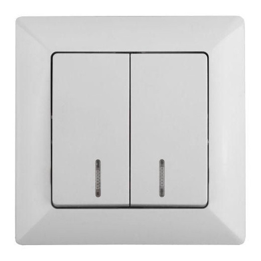 Выключатель 2-кл. СП Solo 4-105-01 10А 250В IP20 с подсветкой бел. Intro Б0053593