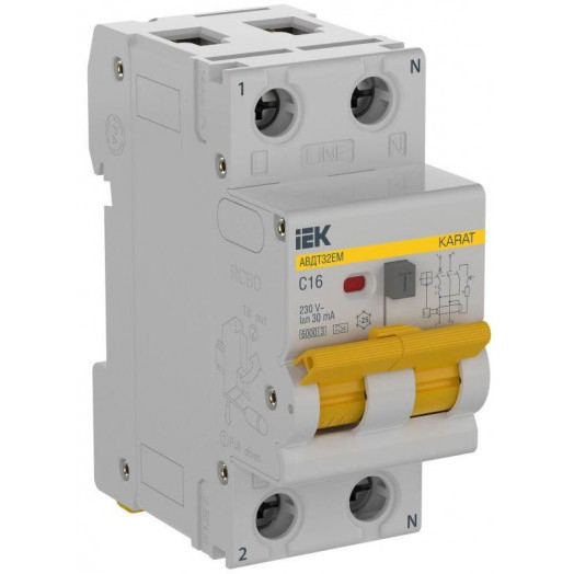 Выключатель автоматический дифференциального тока C 16А 30мА тип A АВДТ32EM KARAT IEK KA-VD14-1-016-C-030-A