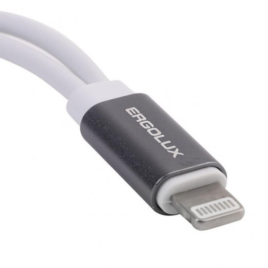 Адаптер звук+зарядка ELX-CSA01-C01 Lightning 2 Lightning-3.5мм 8см блистер бел. ERGOLUX 15290