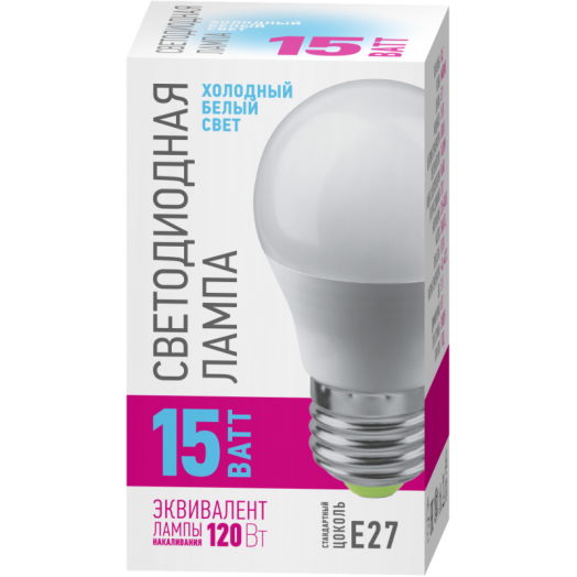 Лампа светодиодная 90 439 OLL-G45-15-230-6.5K-E27-PROMO ОНЛАЙТ 90439