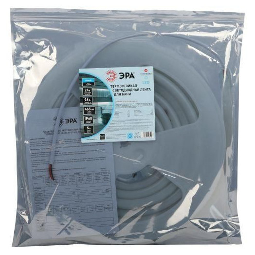 Лента светодиодная LS2835-9.6-120-24-B-IP68-5м 24В термостойкая для бани син. (в комплекте: 2 заглушки; 10 крепежей)(уп.5м) Эра Б0062350