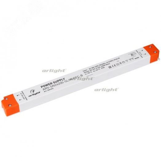 Блок питания ARV-SN24200-SLIM-PFC-B (24V, 8.33A, 200W) (ARL, IP20 Пластик, 3 года)