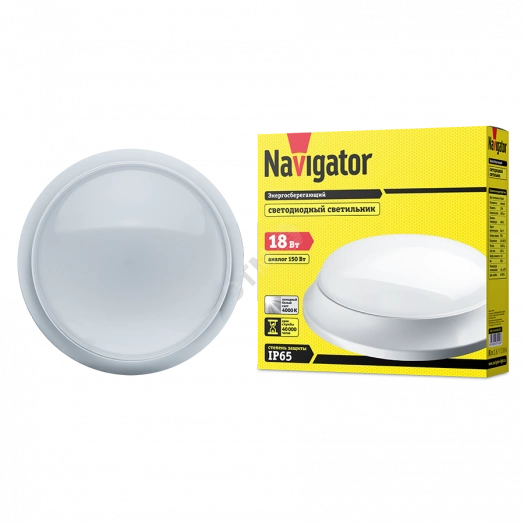 Светильник светодиодный ДБП-18w 4000К 2400Лм с    блоком аварийного питания 1ч IP65 круглый         пластиковый белый