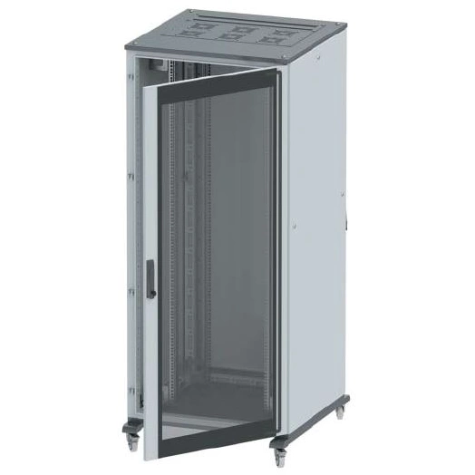 Шкаф напольный 42U Ш600хГ600 передняя дверь стекло; задняя глухая дверь; крыша укомплектована вводом и заглушками DKC R5IT4266GS