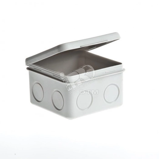 Коробка распаячная 80х80х50, без вводов, для открытой проводки, откидная крышка, серый