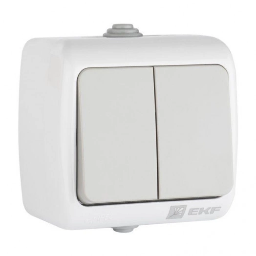 Выключатель 2-кл. ОП Мурманск 10А IP54 сер. EKF EFV10-023-30-54