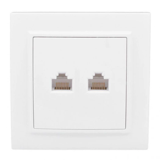Розетка компьютерная + телефонная 2-м СП Минск RJ45 + Phone бел. Basic EKF ERK00-135-10