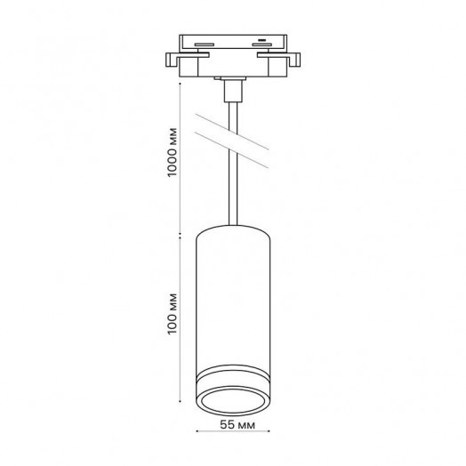 Светильник трековый подвес ARTLINE 55х55х100мм GU10 230В алюм./пластик. 2.6кв.м бел. Ritter 59929 0