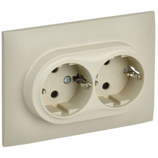 Розетка 2-м SKANDY 16А с заземл. защ. шторки в сборе SK-R07B беж. IEK SK-R24-16-K10-F