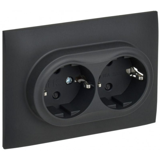Розетка 2-м SKANDY 16А с заземл. защ. шторки в сборе SK-R07G графит IEK SK-R24-16-K53-F