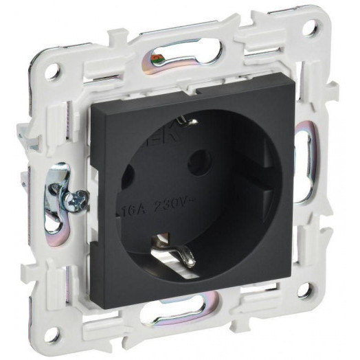 Розетка SKANDY 16А с заземл. защ. шторки SK-R04G графит IEK SK-R14-16-K53
