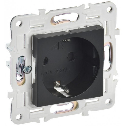 Розетка SKANDY 16А с заземл. защ. шторки SK-R04Bl черн. IEK SK-R14-16-K02
