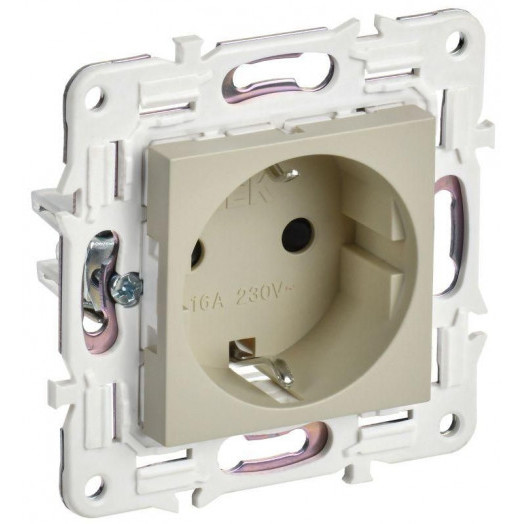 Розетка SKANDY 16А с заземл. защ. шторки безвинт. крепл. SK-R06B беж. IEK SK-R14-16-1-K10
