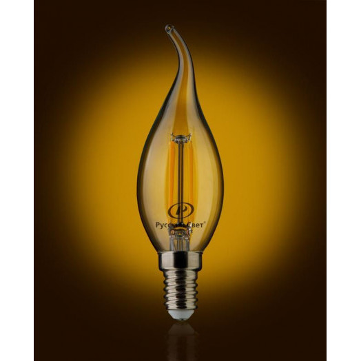 Лампа светодиодная филаментная RS F BXS E14 7W 220-240V 2700К 7Вт 810лм Ra 90 свеча на ветру Русский Свет 15011045087