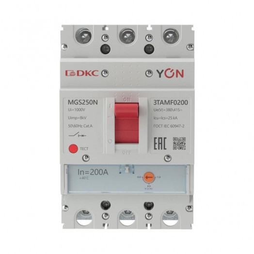 Выключатель автоматический MGS250 3P 160-200A 36kA YON MGS250N-3TAMF0200