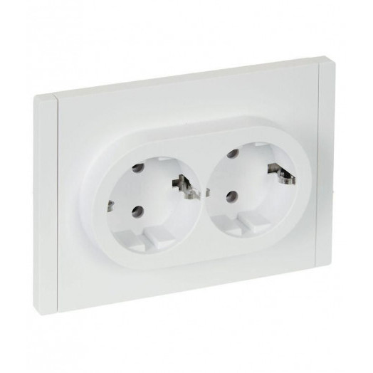 Розетка 2-м СП FORTE&PIANO FP224 16А с заземл. без защ. шторок безвинт. крепл. бел. IEK FP-R21-16-1-K01
