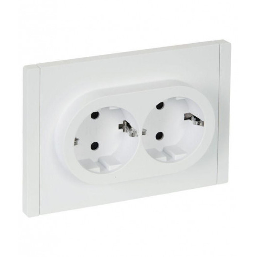 Розетка 2-м СП FORTE&PIANO FP223 16А с заземл. защ. шторки безвинт. крепл. бел. IEK FP-R24-16-1-K01
