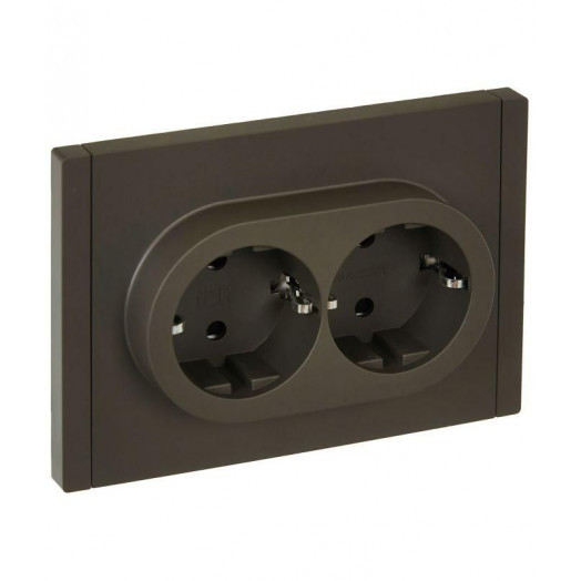 Розетка 2-м СП FORTE&PIANO FP323 16А с заземл. защ. шторки безвинт. крепл. сер. IEK FP-R24-16-1-K03
