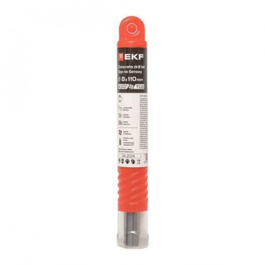 Бур по бетону SDS-plus 8х110 мм (4 резца) Professional EKF db-8-110-4x4-ue