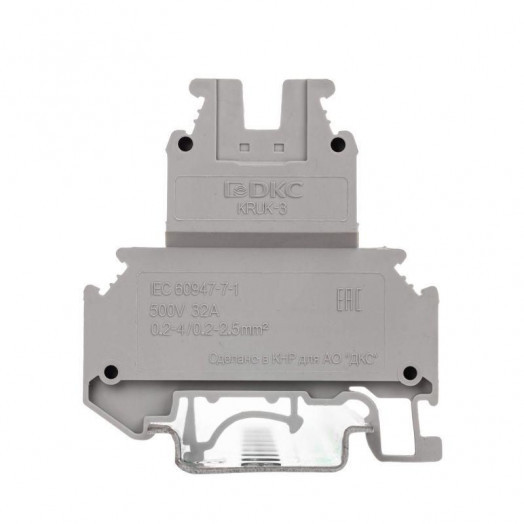 Клемма двухуровневая винтовой зажим 4 точки подключения 2.5кв.мм сер. DKC KRUK-3