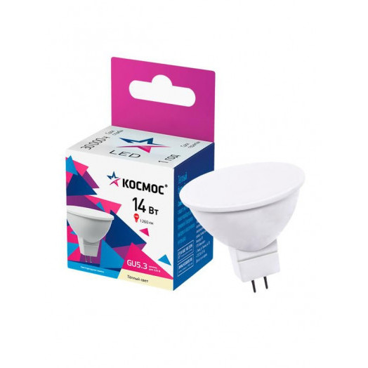 Лампа светодиодная JCDR 14Вт GU5.3 3000К 174-265В КОСМОС LkecLED14wJCDRC30