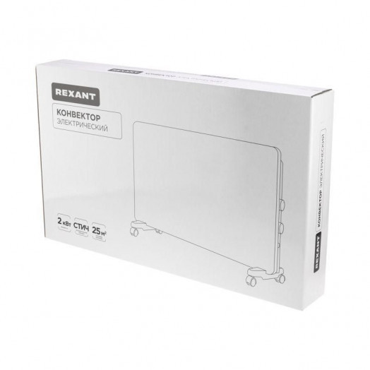 Конвектор электрический с механическим термостатом 2кВт СТИЧ-нагревательный элемент Rexant 60-0095