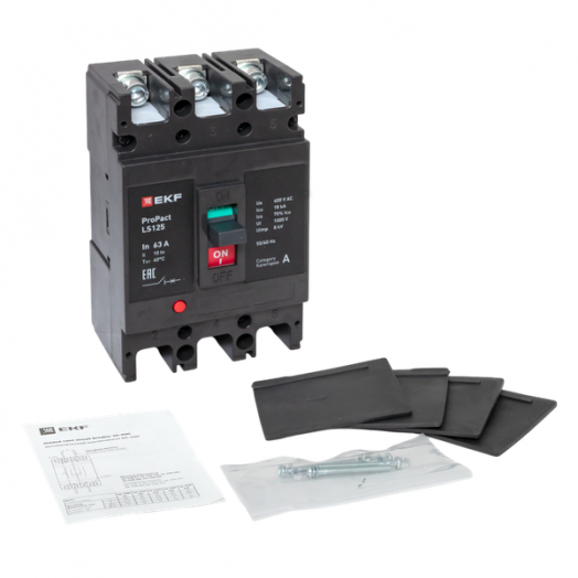 Выключатель автоматический 3п 63А 18кА LS125 ProPact EKF mccb-125-18-3-63-ls