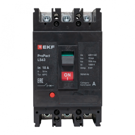 Выключатель автоматический 3п 10А 15кА LS63 ProPact EKF mccb-63-15-3-10-ls