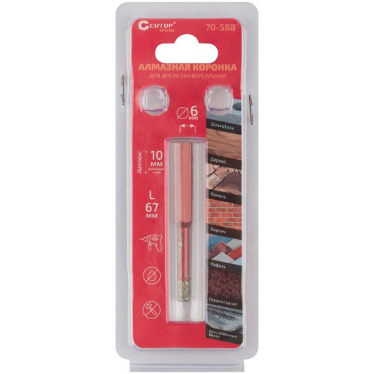Коронка алмазная универсальная для дрели Special 6х10х67мм Cutop 70-588