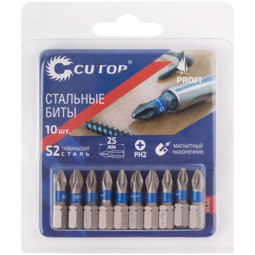 Набор стальных бит Profi PH2 25мм (уп.10шт) Cutop 83-325