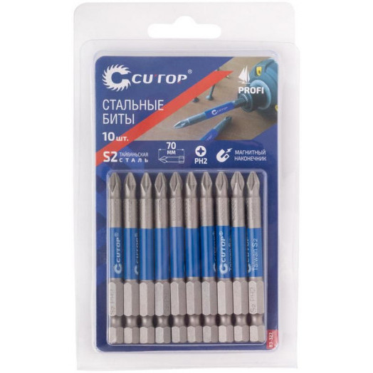 Набор стальных бит Profi PH2 70мм (уп.10шт) Cutop 83-327
