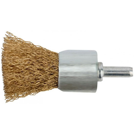Корщетка-венчик со шифтом стальная латунированная волнистая проволока 25мм FIT 38525