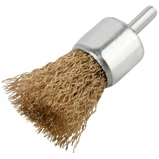 Корщетка-венчик со шифтом стальная латунированная волнистая проволока 25мм FIT 38525