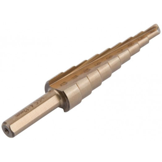 Сверло ступенчатое HSS Co5% (Р6М5К5) по металлу 9 ступеней 4-12мм FIT 36391