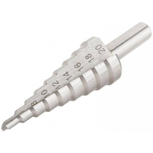 Сверло ступенчатое HSS (Р6М5) по металлу 9 ступеней 4-20мм FIT 36395