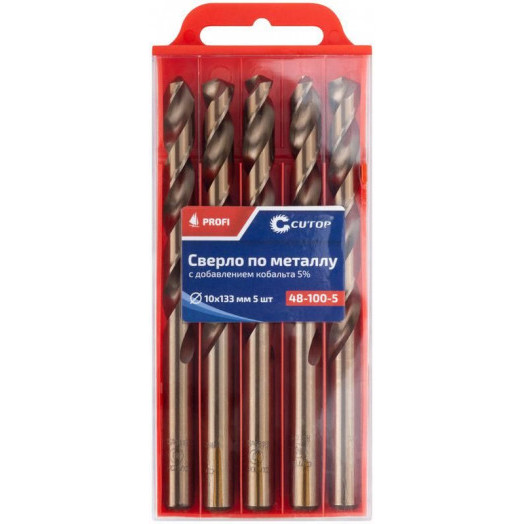 Набор сверл по металлу Profi 10х133мм с кобальтом 5проц. (уп.5шт) Cutop 48-100-5