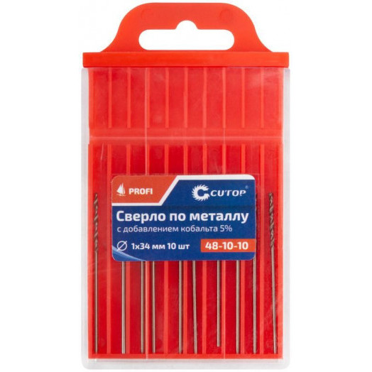 Набор сверл по металлу Profi 1х34мм с кобальтом 5проц. (уп.10шт) Cutop 48-10-10