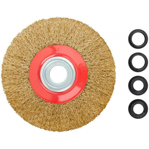 Корщетка-колесо стальная латунированная волнистая проволока 125мм FIT 39012