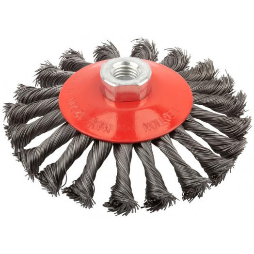 Корщетка-колесо с наклоном гайка М14 стальная витая проволока 125мм FIT 39116